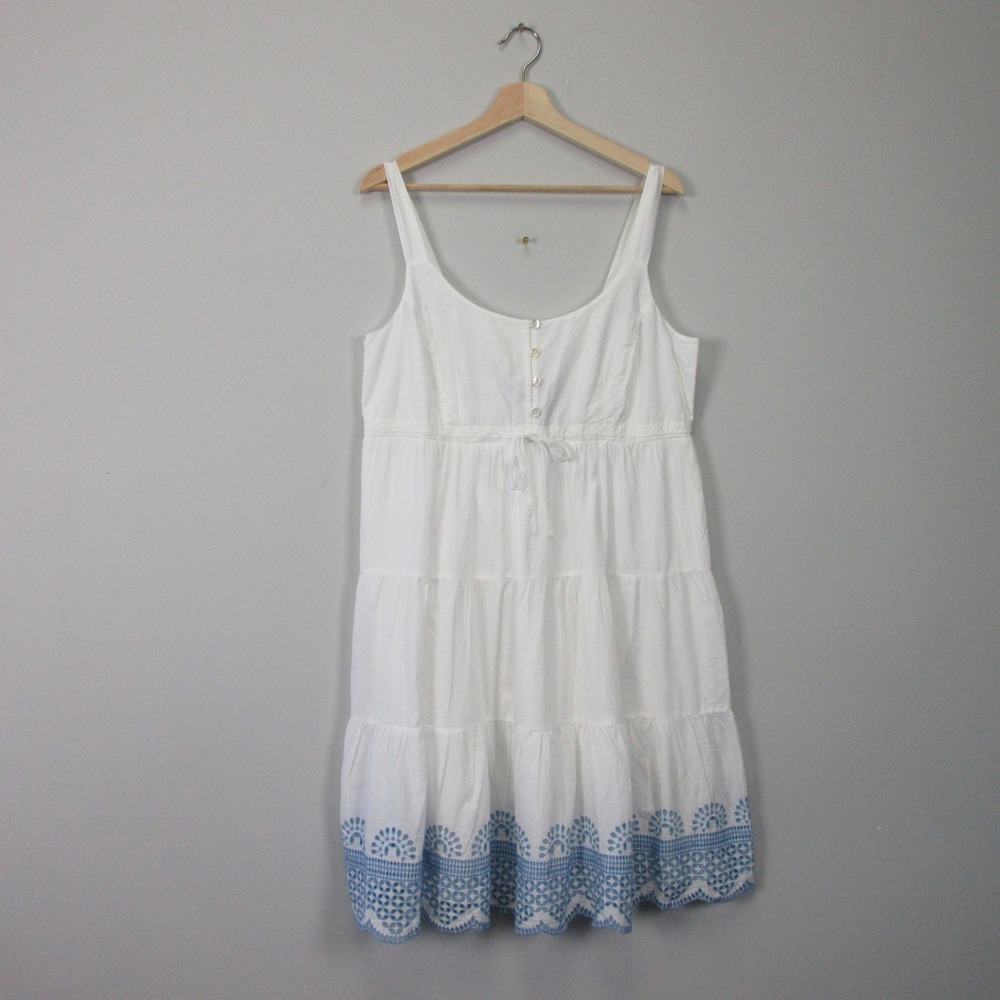 Seraphine Sabrina Embroidered Sundress 8 White Tiered Sleeveless White Boho 280